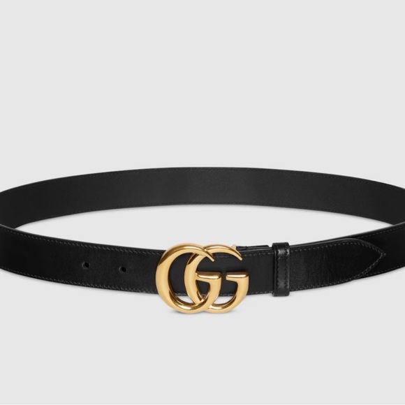 Gucci Double G Buckle Black Leather Belt